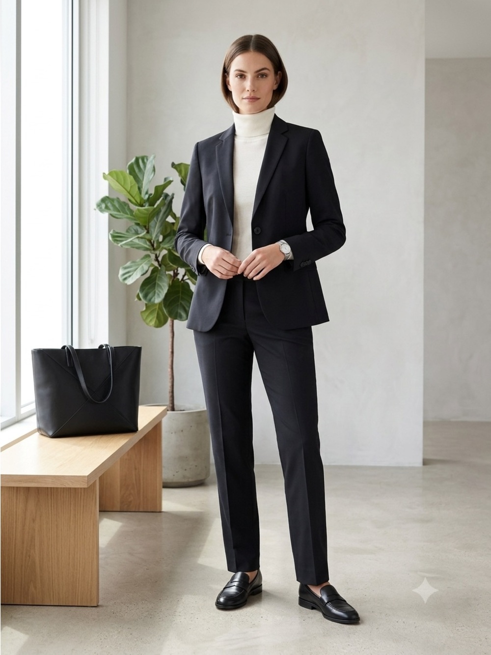 Hugo Boss Black Virgin Wool Classic Blazer & Pants Suit Set - US 6